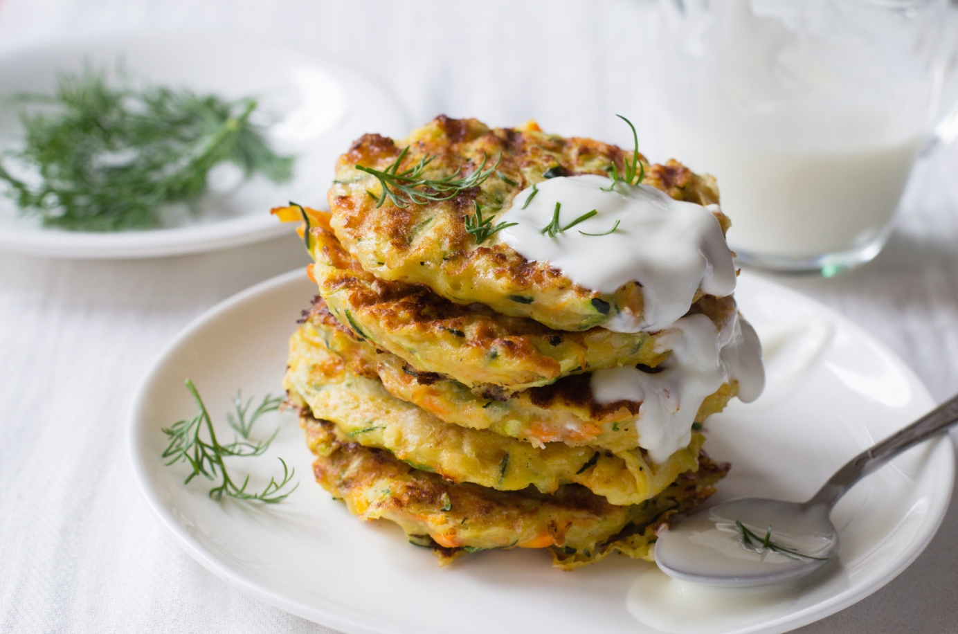 Zucchini Pancakes with Yogurt Dill Sauce