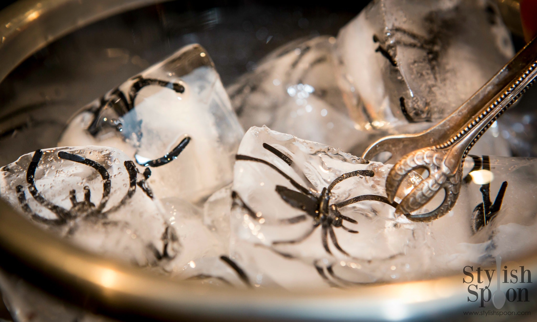 DIY creepy crawlie spider ice cubes