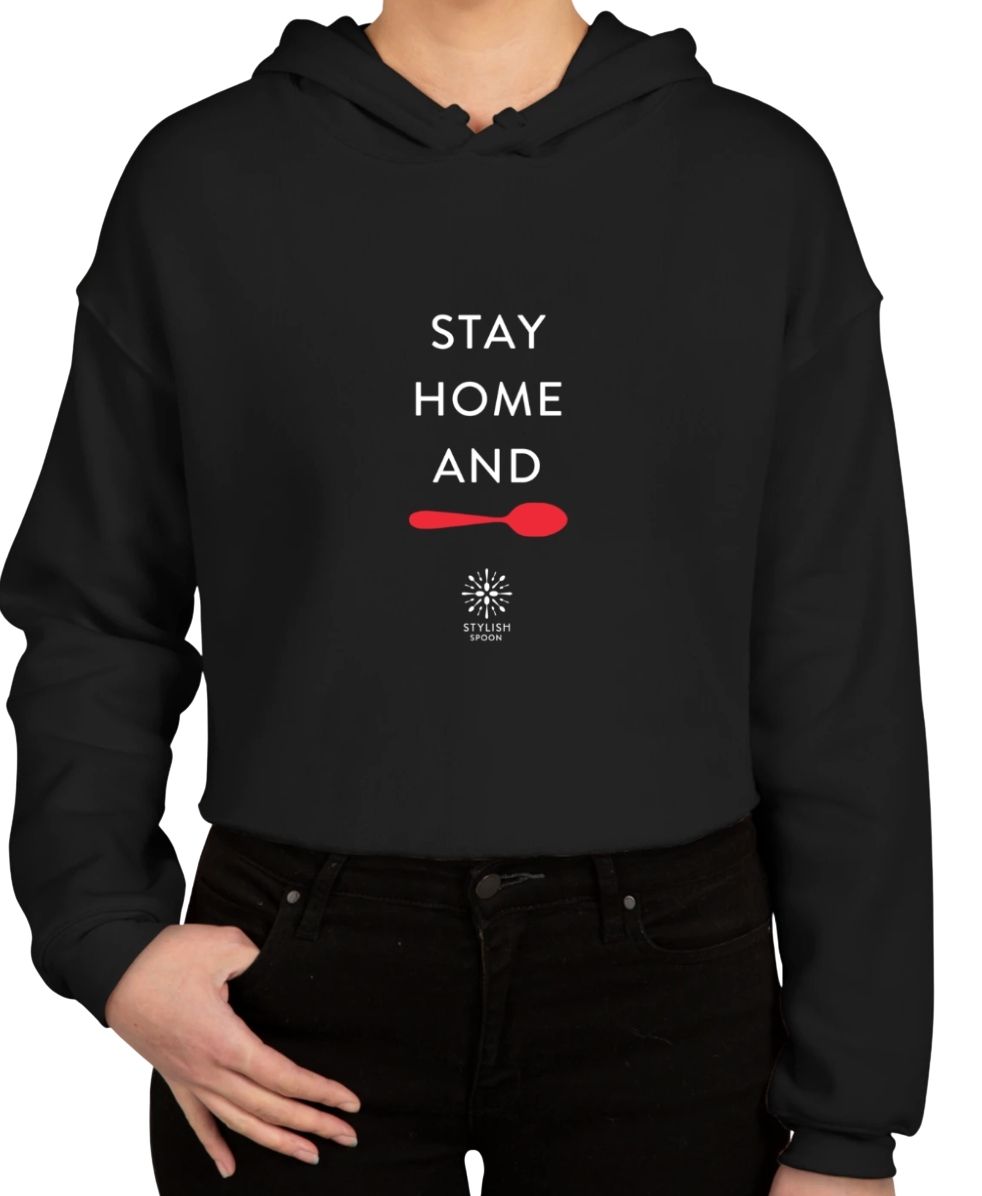 Stay Home and Spoon Cropped Hoodie