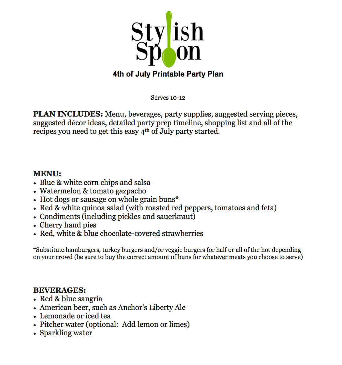 Free Printable 4th of July Party Plan