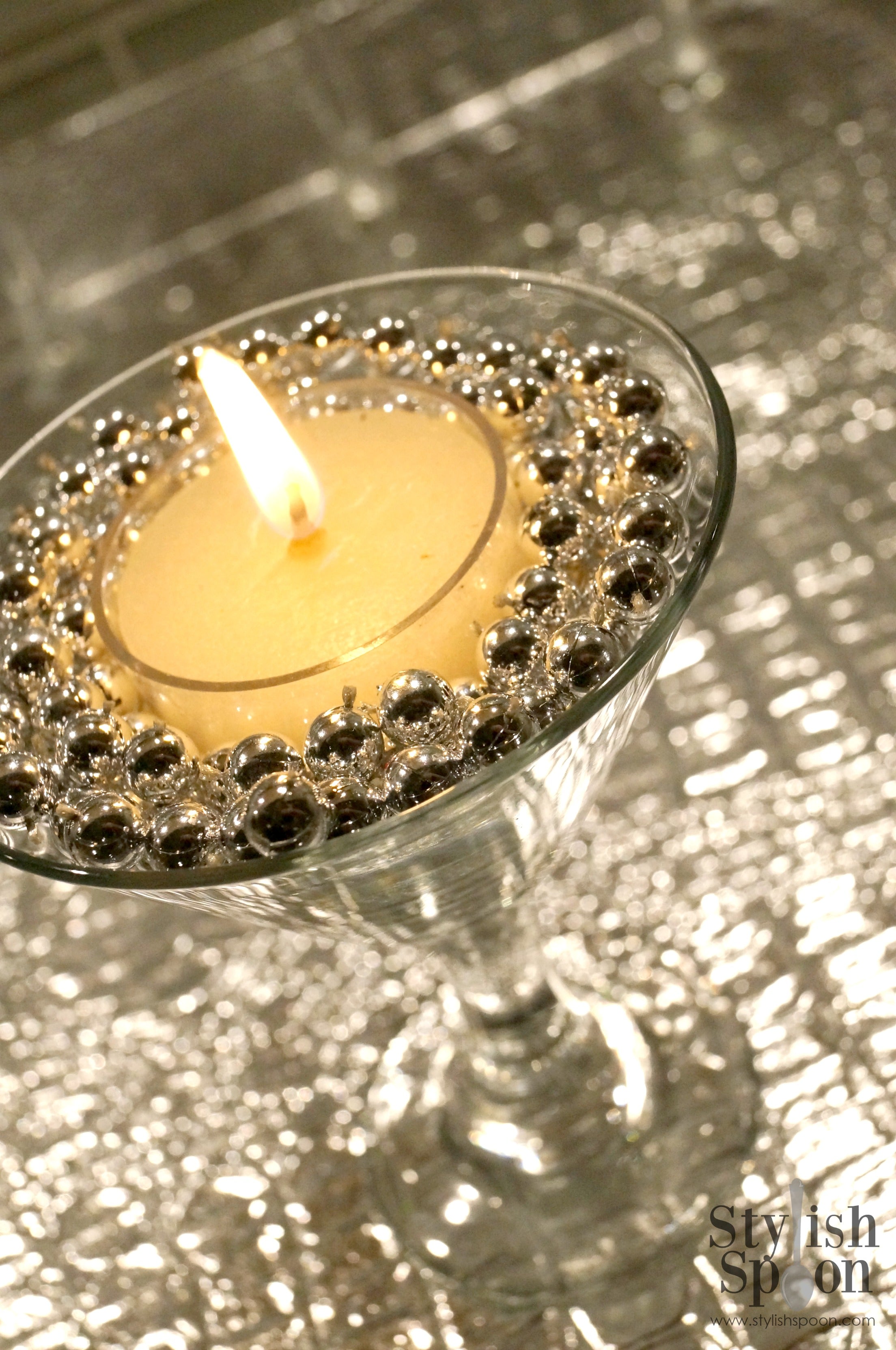 DIY Beaded Tea Light Candle Holder