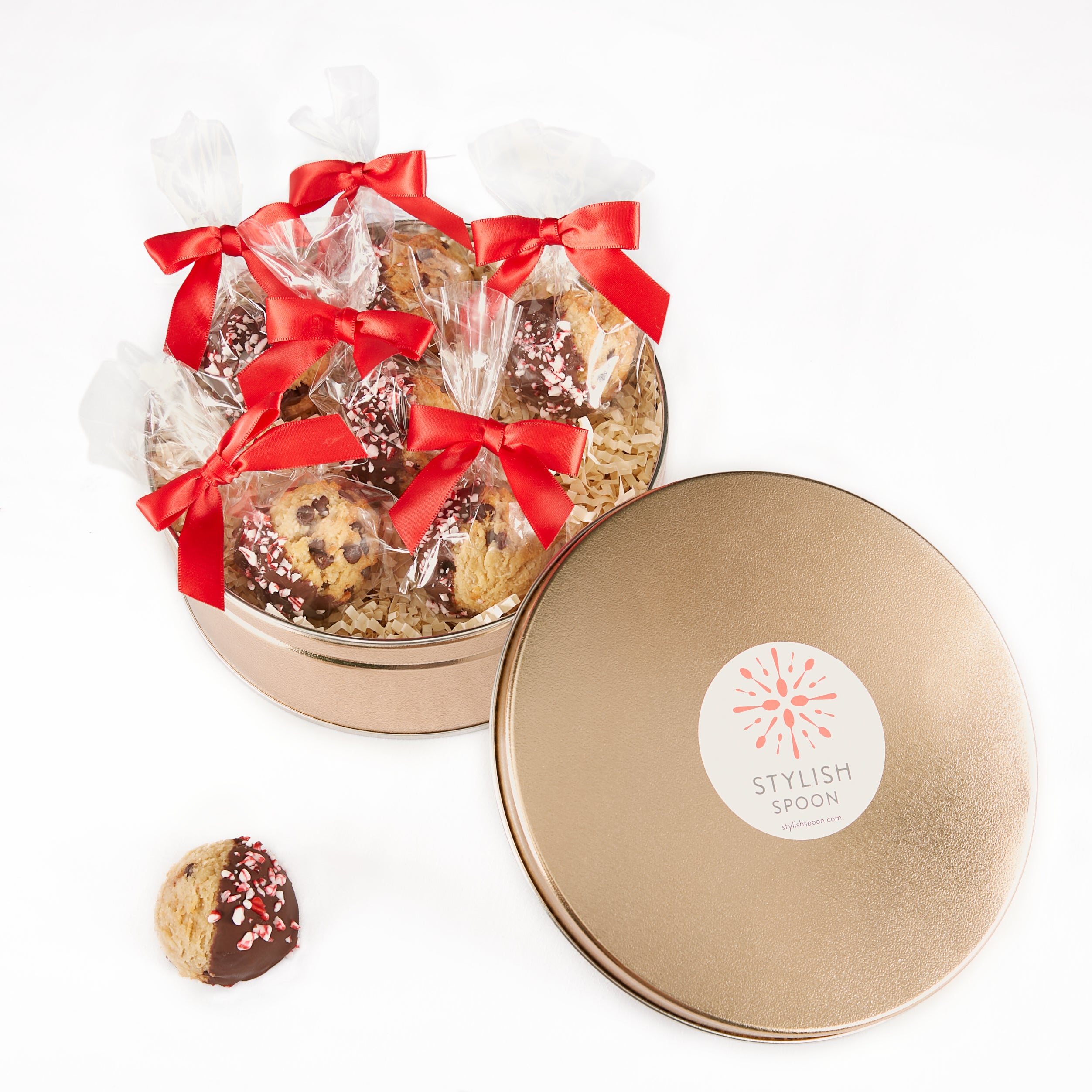Peppermint Crunch Cookie Bites Holiday Gift Tin
